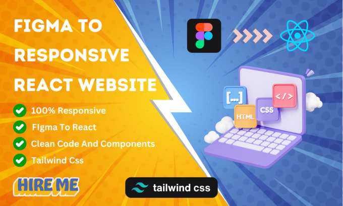 Bestseller - convert figma to react, psd to react tailwind CSS website