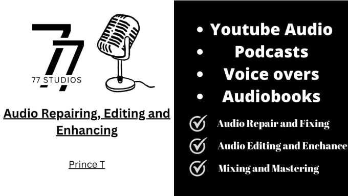 Gig Preview - Enhance, edit, clean and repair audio for youtube, voiceover or podcast in 24hrs