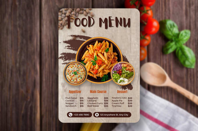 Gig Preview - Design a custom restaurant menu that attracts customers