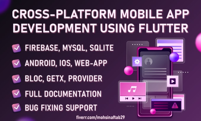 Gig Preview - Do hybrid app development using flutter for android IOS web and restful API