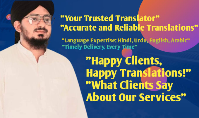 Gig Preview - Proficient translator for hindi, urdu, english, and arabic