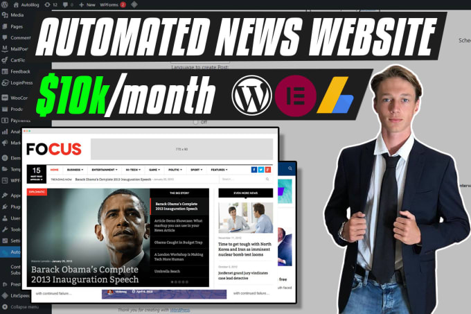 Gig Preview - Create automated news website wordpress autoblog , auto news RSS aggregator