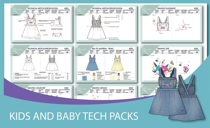 Gig Preview - Create kidswear tech packs and technical flat sketches