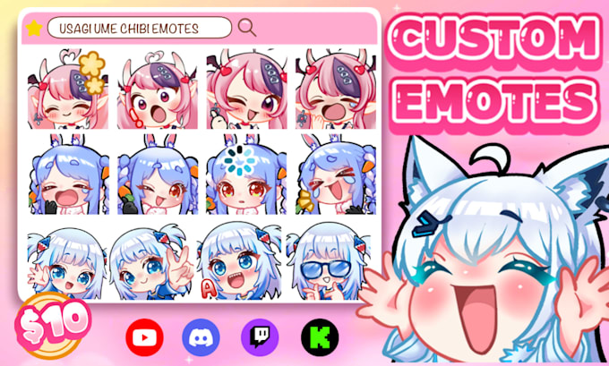 Gig Preview - Draw twitch emotes, animated for discord, vtuber, and stream