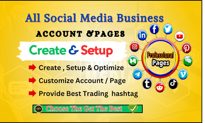 Gig Preview - Create and setup all social media accounts and setup fb business page