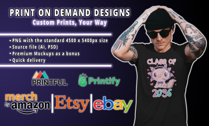 Gig Preview - T shirt print on demand merch by amazon, etsy, shopify pod niche tshirt designs