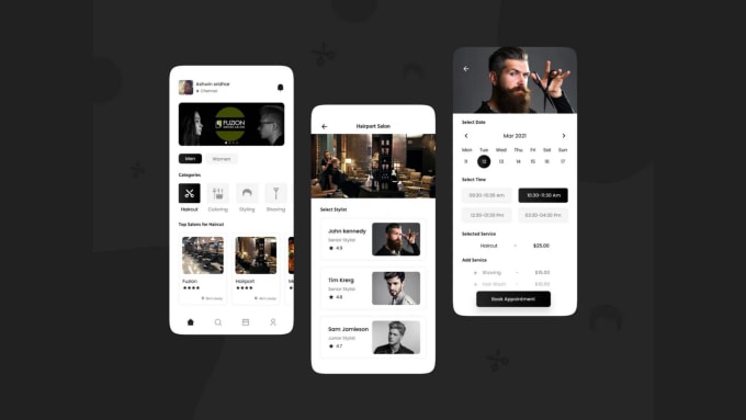 Bestseller - develop salon app, barbershop app beauty UI UX with appointment booking