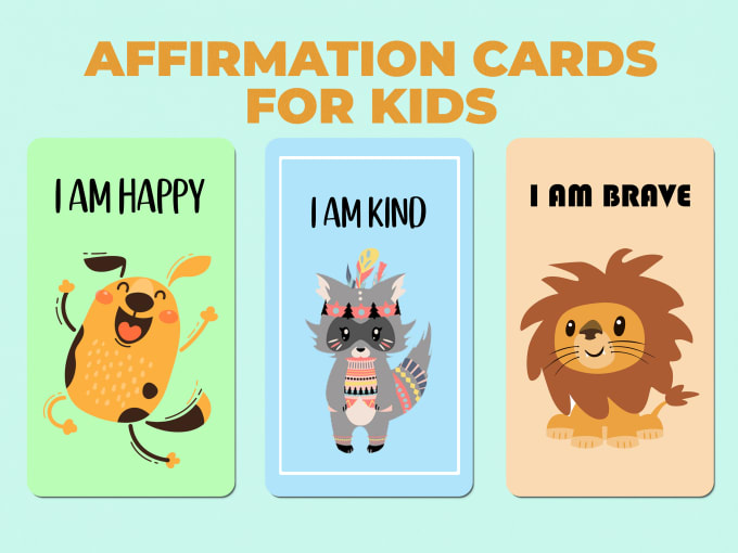 Gig Preview - Design printable affirmation and motivational cards for kids