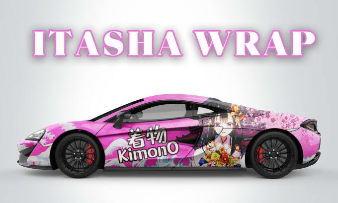 Gig Preview - Do itasha car wrap design, racing car wrap, car wrap design, itasha design car