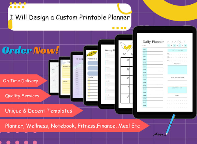 Gig Preview - Design custom digital planner, printable planner, product template, goodnotes