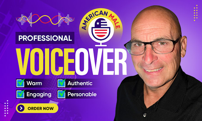 Gig Preview - Record a professional american male voiceover