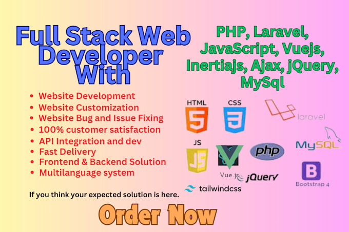 Bestseller - build PHP  laravel, javascript, bug fixing, customize web app