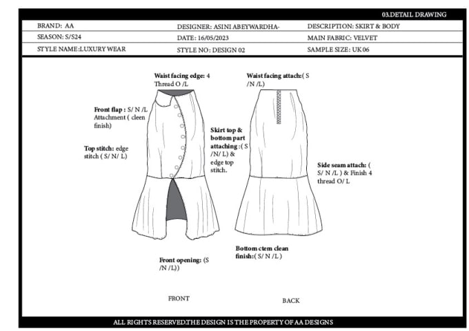 Gig Preview - Do fashion technical cad drawing