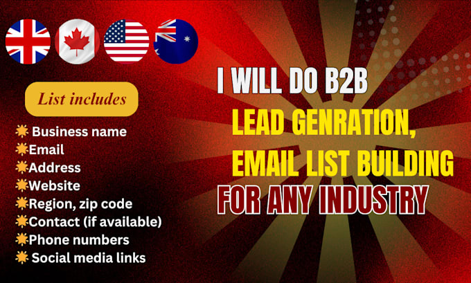 Gig Preview - Do b2b lead generation, email list building for any industry