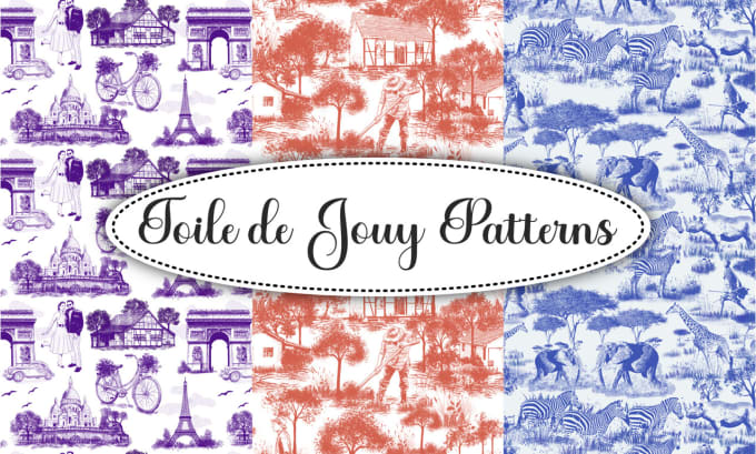 Gig Preview - Hand draw toile de jouy patterns for a unique seamless textile design