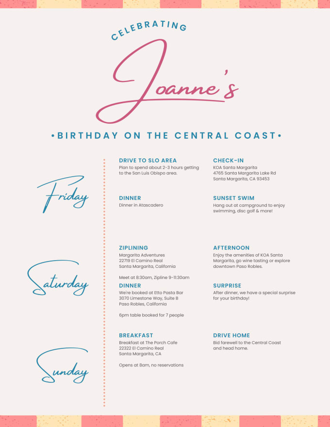 Gig Preview - Create a custom itinerary invite for your event