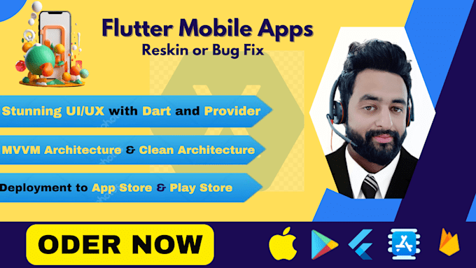 Gig Preview - Reskin or redesign your android, ios or flutter apps