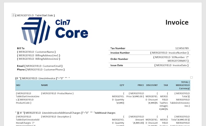 Gig Preview - Customize invoice template for cin7 core