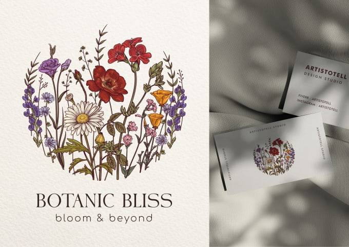 Gig Preview - Design vintage logo, hand drawn plants botanical vector illustration