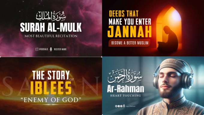 Gig Preview - Make professional islamic, quran youtube thumbnails designs