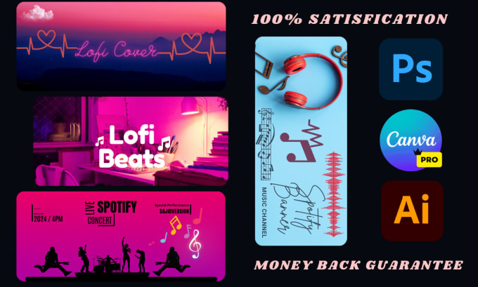 Gig Preview - Design premium and artistic spotify, deezer, tidal banner or any cover in canva