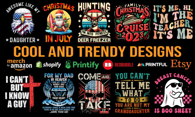 Gig Preview - Make creative custom trendy or bulk t shirt designs for pod platform