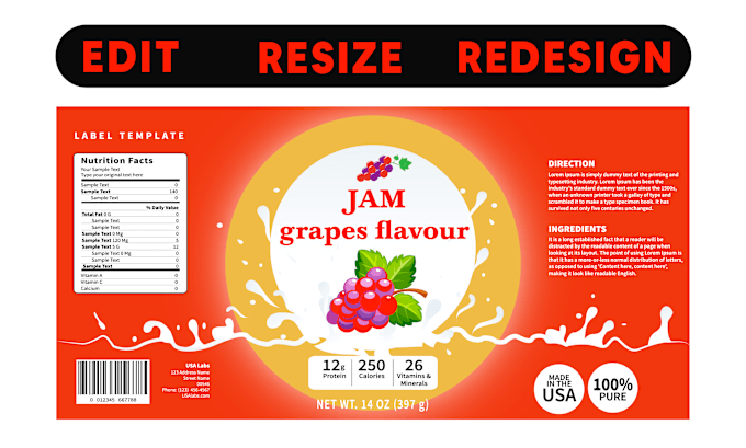 Gig Preview - Do edit, resize, redesign product label packaging in 24 hrs