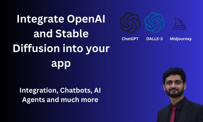 Gig Preview - Integrate chatgpt and stable diffusion into your app