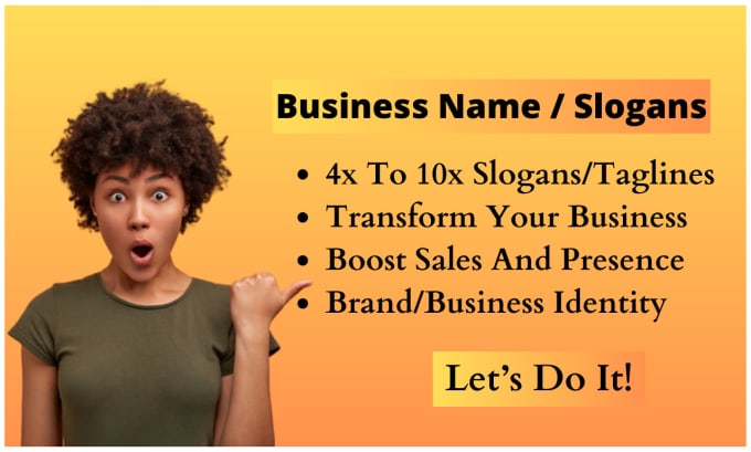 Gig Preview - Write business slogan or tagline, business brand name