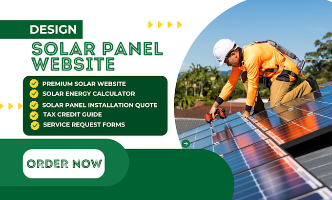 Gig Preview - Design solar panel inverter rentals solar leads solar crm wordpress website