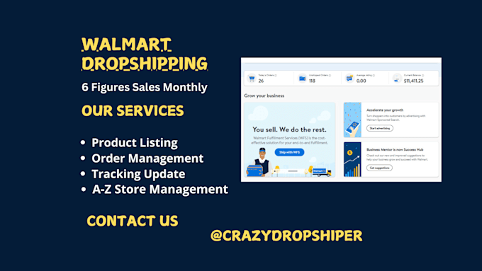 Gig Preview - Be your walmart dropshipping va, amazon to walmart dropshipping expert