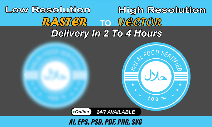 Gig Preview - Do vector tracing, raster logo, image convert in high resolution, ai, eps, psd