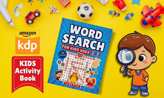 Gig Preview - Design word search, mazes, sudoku, crossword puzzle activity books for kids kdp