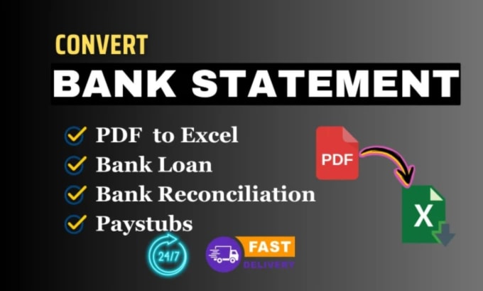 Gig Preview - Convert bank statement PDF to excel, CSV , google sheet