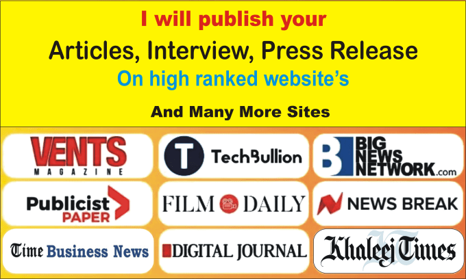 Gig Preview - Publish your article or press release on high ranked website