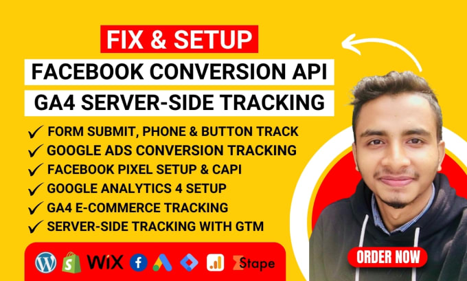 Gig Preview - Setup or fix broken facebook pixel capi and ga4 server side tracking with GTM