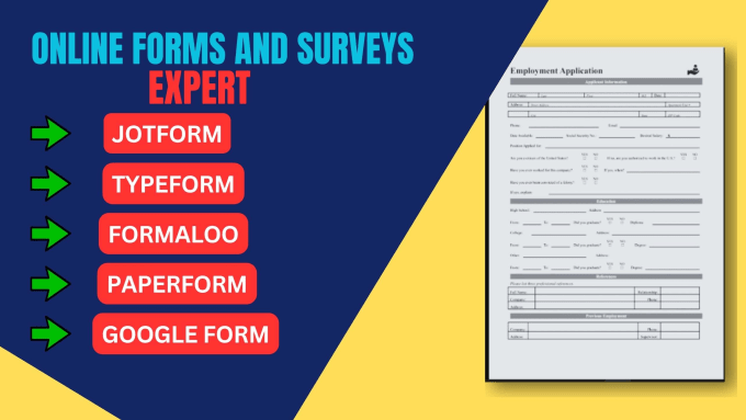 Gig Preview - Create jotform, googleform, paperform, formaloo and typeform