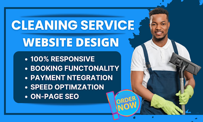 Gig Preview - Design cleaning service, office cleaning, house cleaning, booking koala website