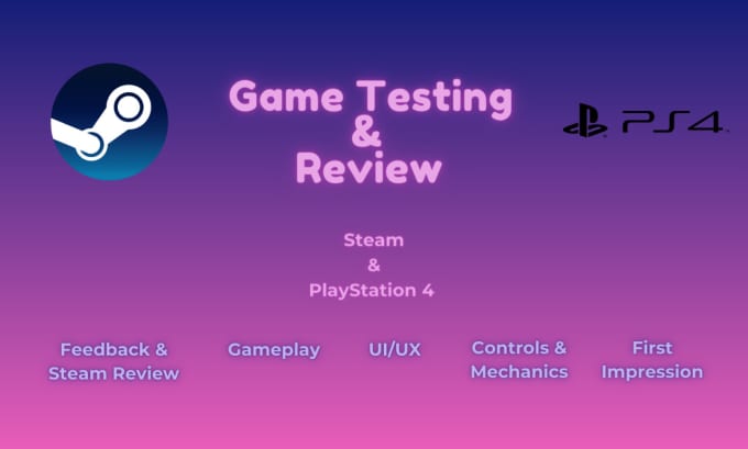 Gig Preview - Test, review and give feedback about your steam or ps4 game