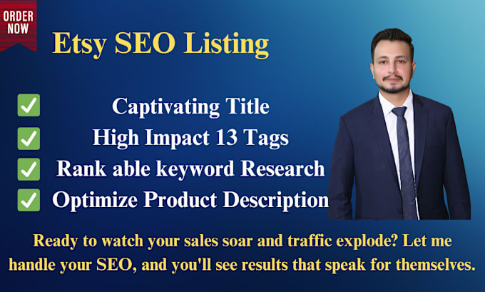 Gig Preview - Do etsy SEO listing, optimize title and tags to boost sales