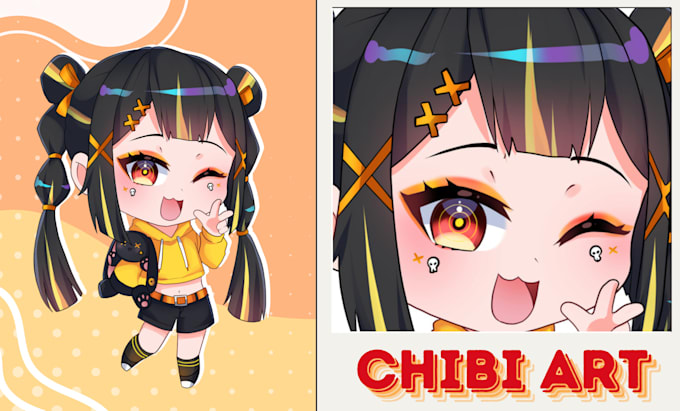 Gig Preview - Draw anime, fanart, and manga character illustrations in a cute chibi style