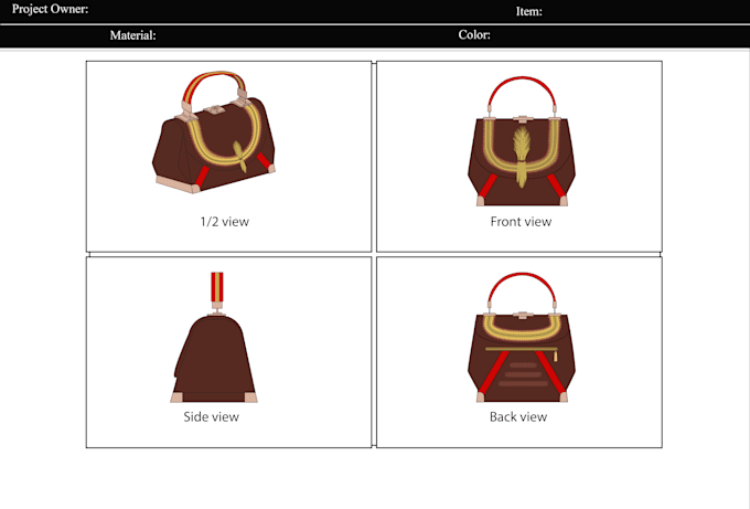 Gig Preview - Create techpacks and topnotch designs for bags,back pack, tote, purse