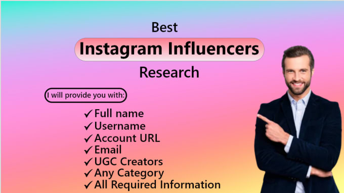 Gig Preview - Build best instagram influencers list of any category