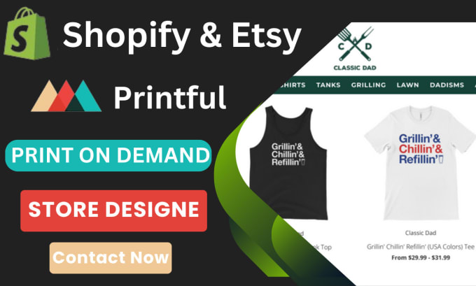 Gig Preview - Create shopify and etsy print on demand, modern typography tshirt, printful