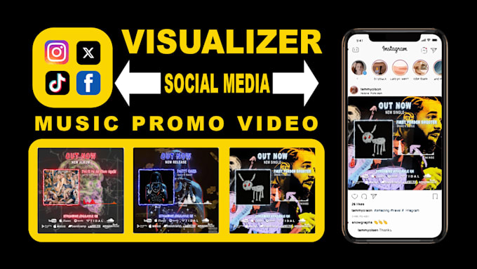 Gig Preview - Make modern style social media promo music visualizer