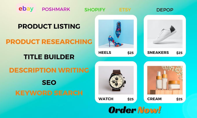 Gig Preview - List products, research and put winning title, description on your shop