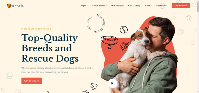 Gig Preview - Dog website, dogs breeder, puppy website, kennel website and pet store