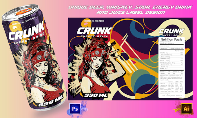 Gig Preview - Do beer, whiskey, soda, energy drink, and juice label design