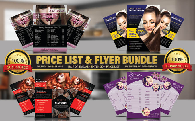 Gig Preview - Design flyer and price list for salon, spa, gym or hair extensions