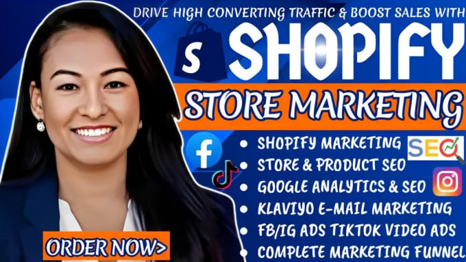 Gig Preview - Boost shopify dropshipping store marketing sales, shopify store promotion fb ads